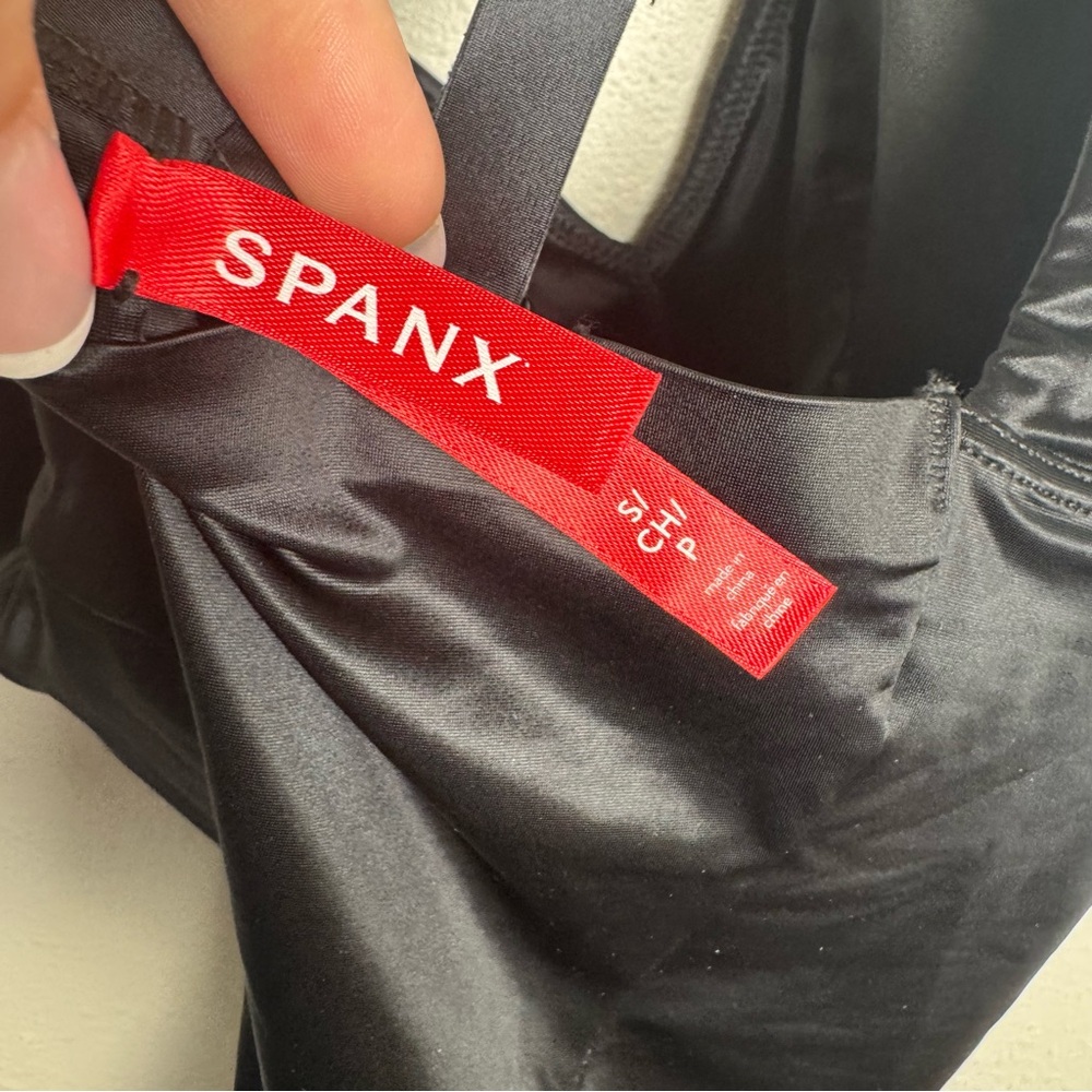 SPANX Black satin‎ thong bodysuit - Picture 4 of 9